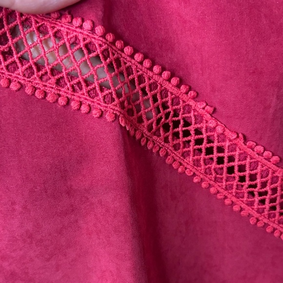 Boho Style Red Fringe Crop Top Size Medium - Picture 2 of 7